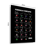 Quadro Decorativo Circuitos Formula 1 Temporada 2023 Preto - Com Moldura