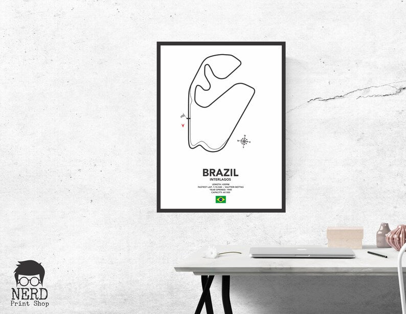 Quadro Decorativo Formula 1 Circuito Interlagos São Paulo Grand Prix