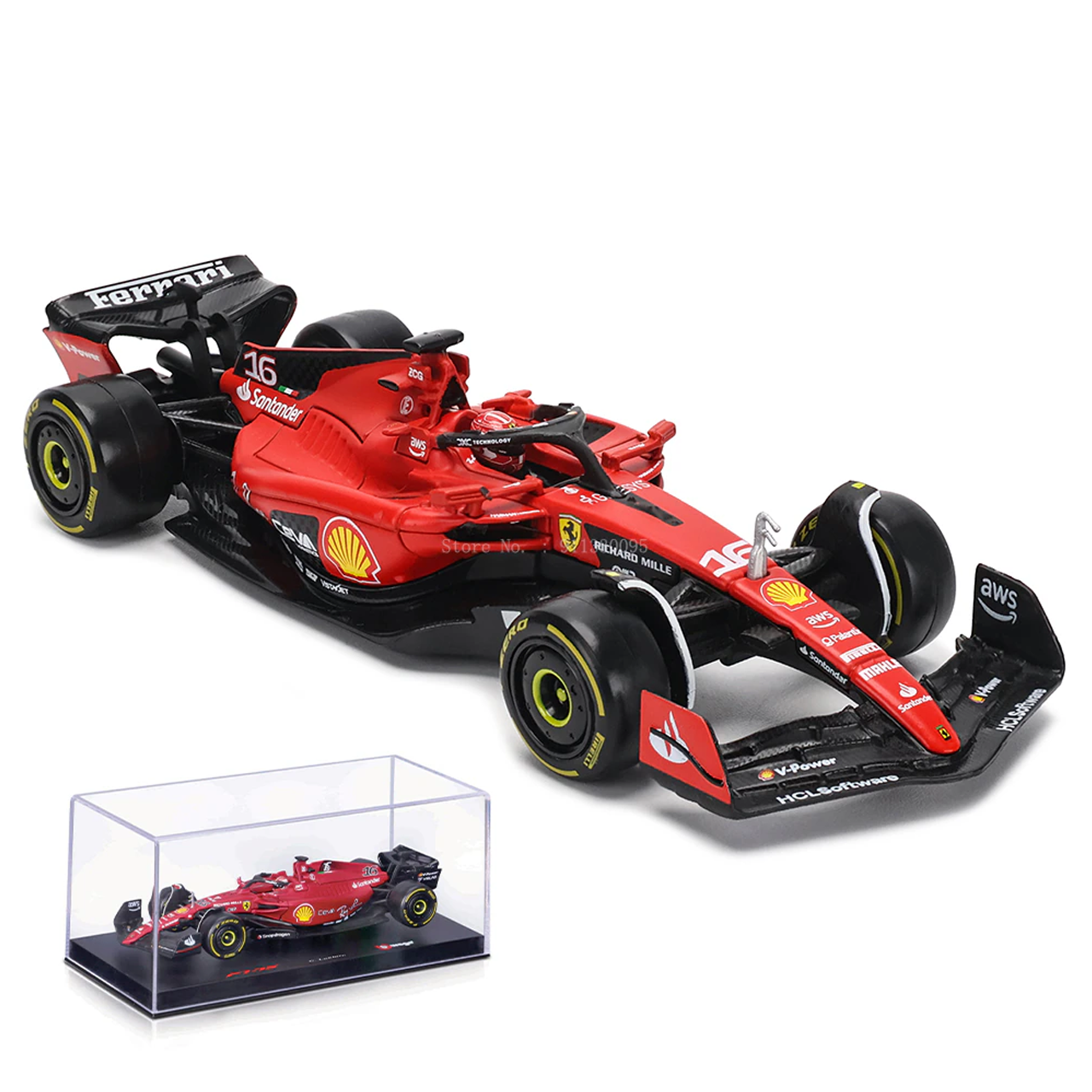 Miniatura SF-23 1:43 Scuderia Ferrari Formula 1 2023 c/ Caixa de Acrílico - Charles Leclerc 16