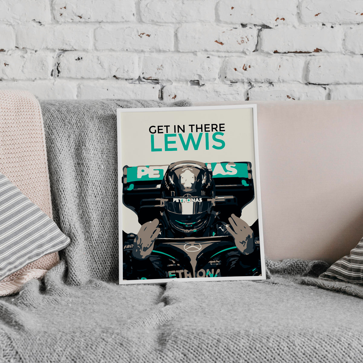 Quadro Decorativo Lewis Hamilton 44 "Get In There Lewis"