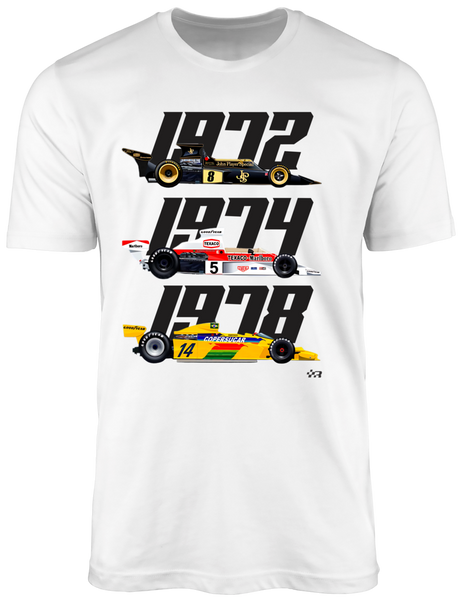 Camiseta Emerson Fittipaldi Bicampeão Mundial de Fórmula 1