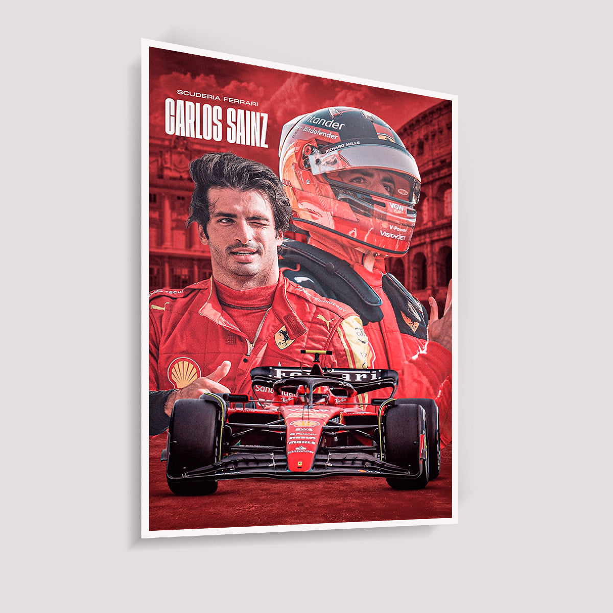 Quadro Decorativo Carlos Sainz 55 Scuderia Ferrari Edição Especial GP Espanha