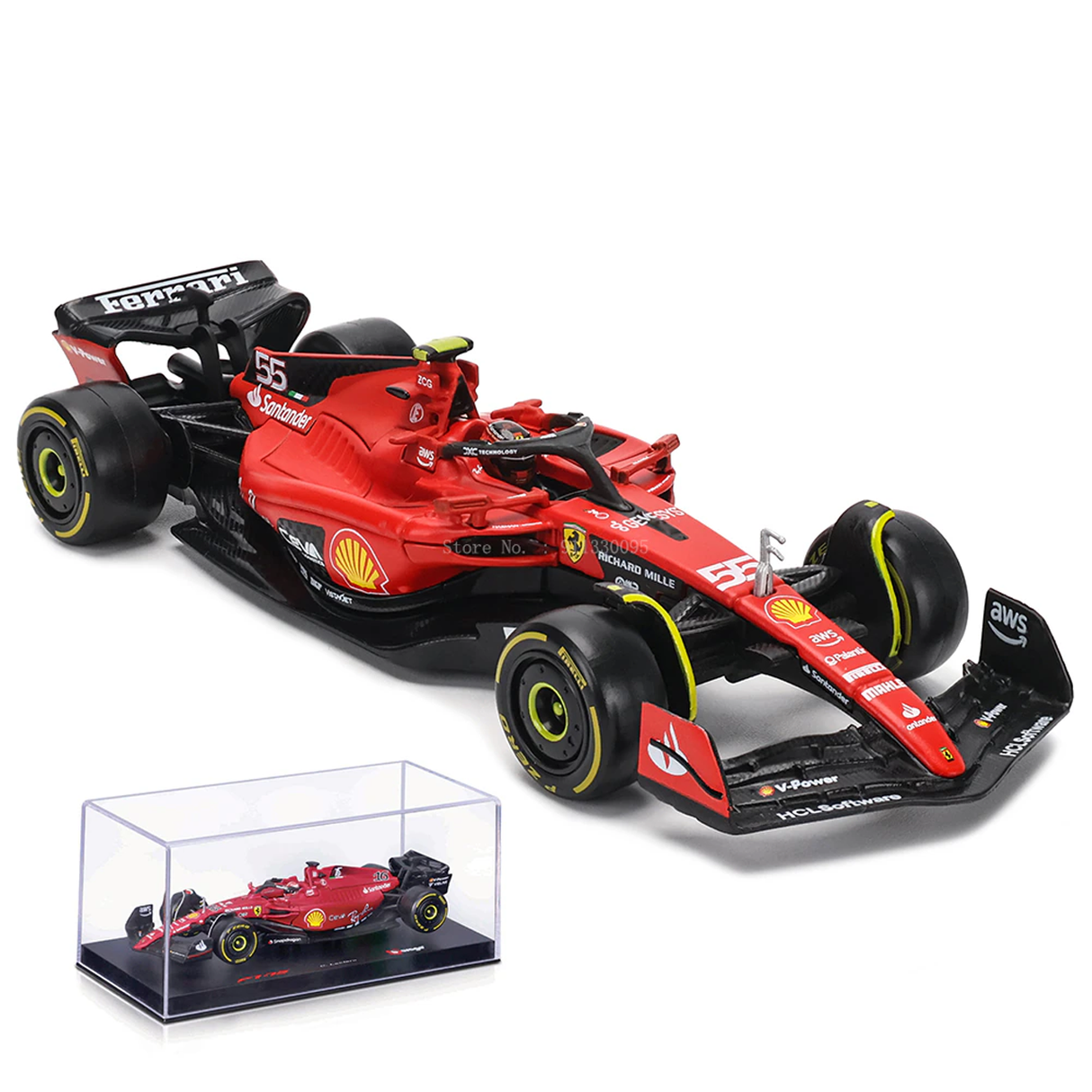 Miniatura SF-23 1:43 Scuderia Ferrari Formula 1 2023 c/ Caixa de Acrílico - Carlos Sainz 55