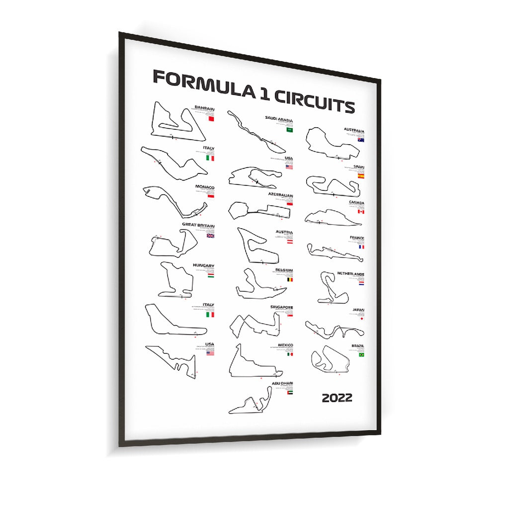 Quadro Decorativo Circuitos Formula 1 Temporada 2023 Branco